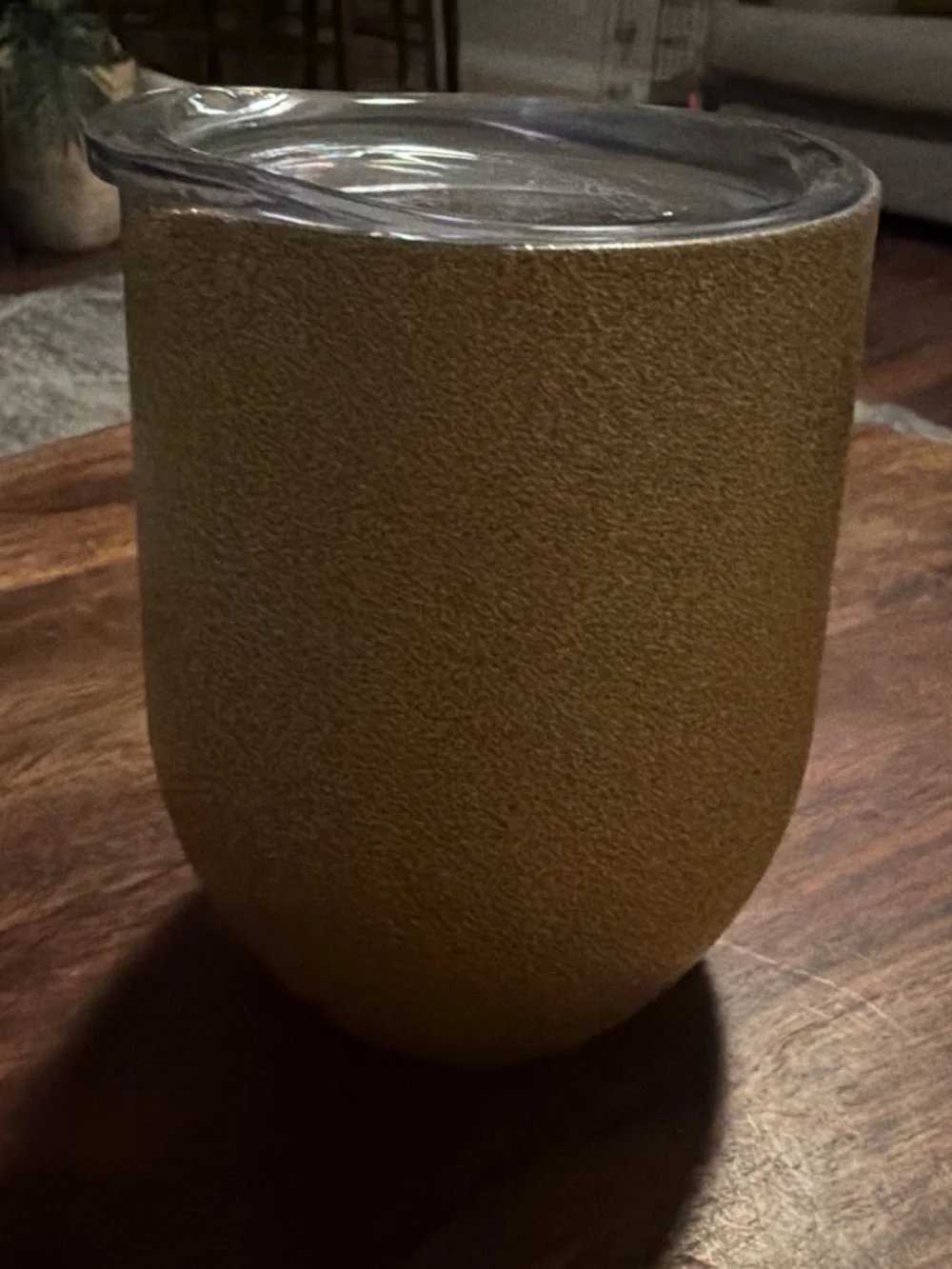 Textured Gold Insulated Tumbler with Clear Lid